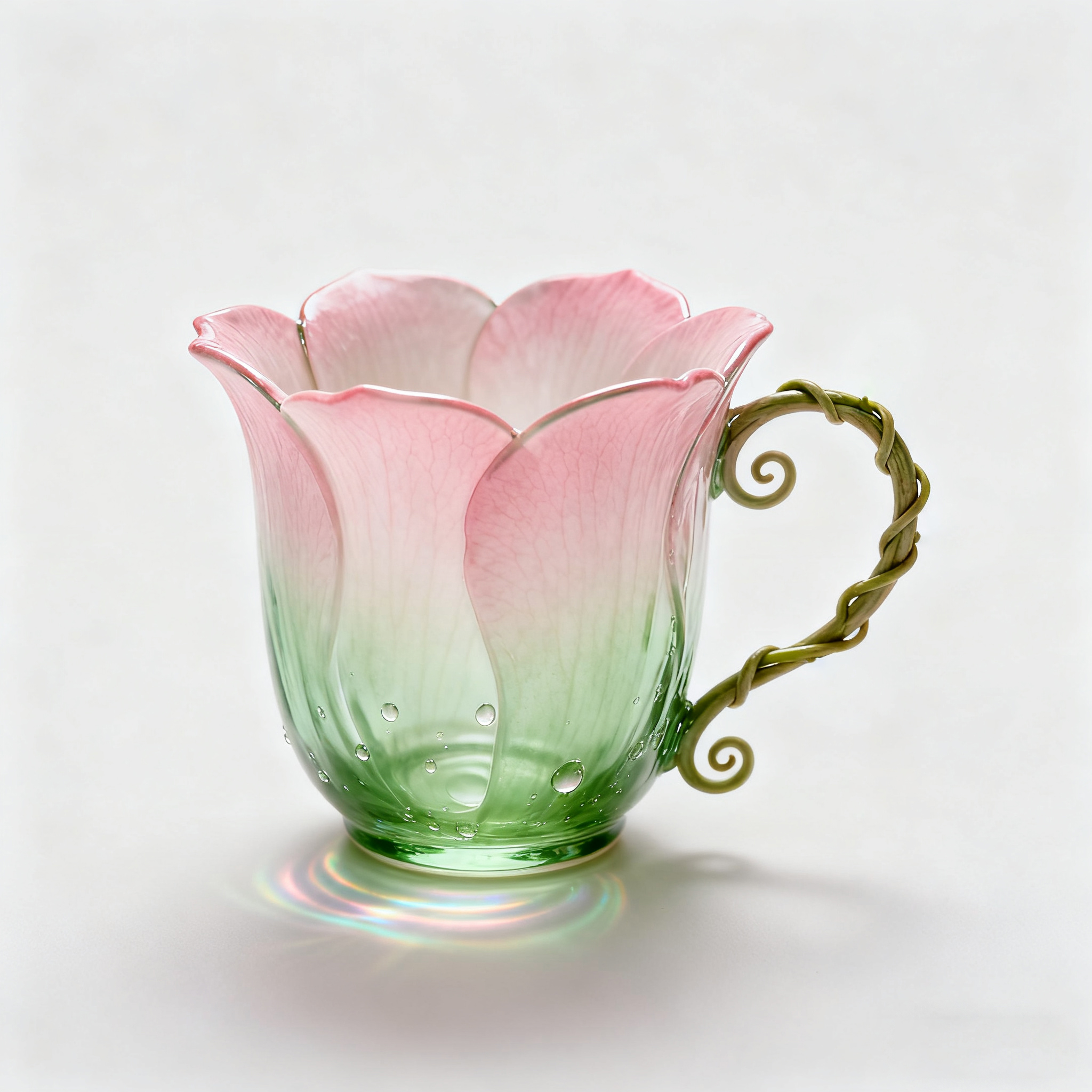 🌲Christmas Gift--“Handcrafted Petal Cup with Vine Handle | Blush Mint · Rose Quartz · Crimson Bloom · Petal Mist”