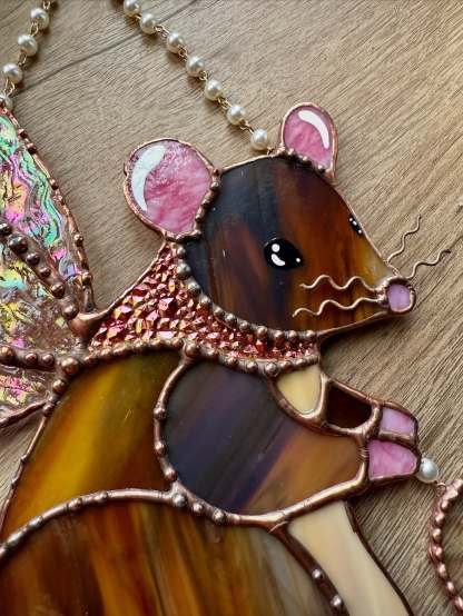 🔥Fast Sale Promotion 49% OFF🎁Handmake Brown Fairy Rat Stained Glass