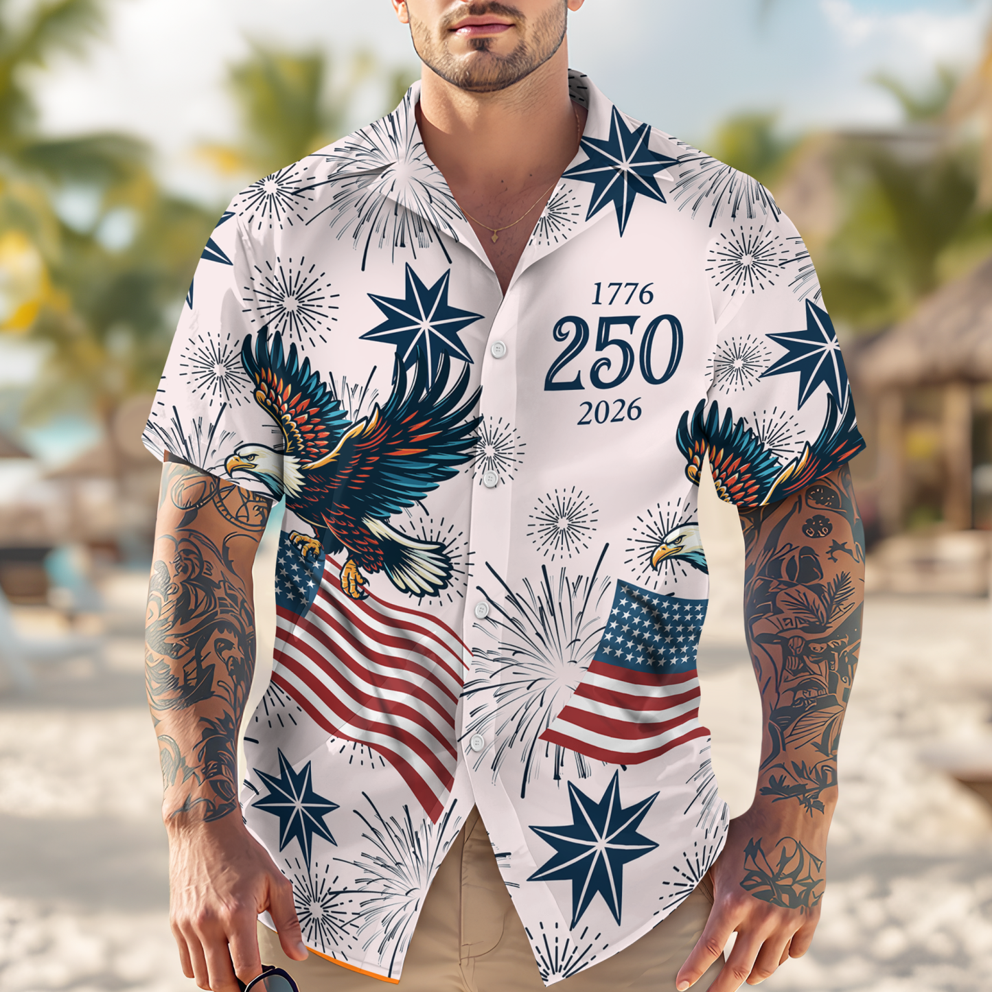 America 250™ Patriot Heritage Hawaiian Shirt – Limited Edition 1776-2026 Anniversary Art Print