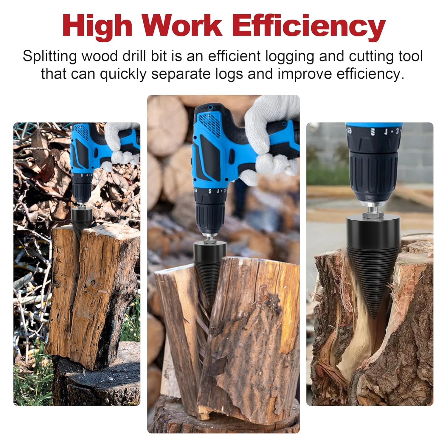 🏆Flash Sale⚡ 50K+ SOLD! Almost Gone-💥Wood Splitter Drill Bit with 3 Drilling Handles