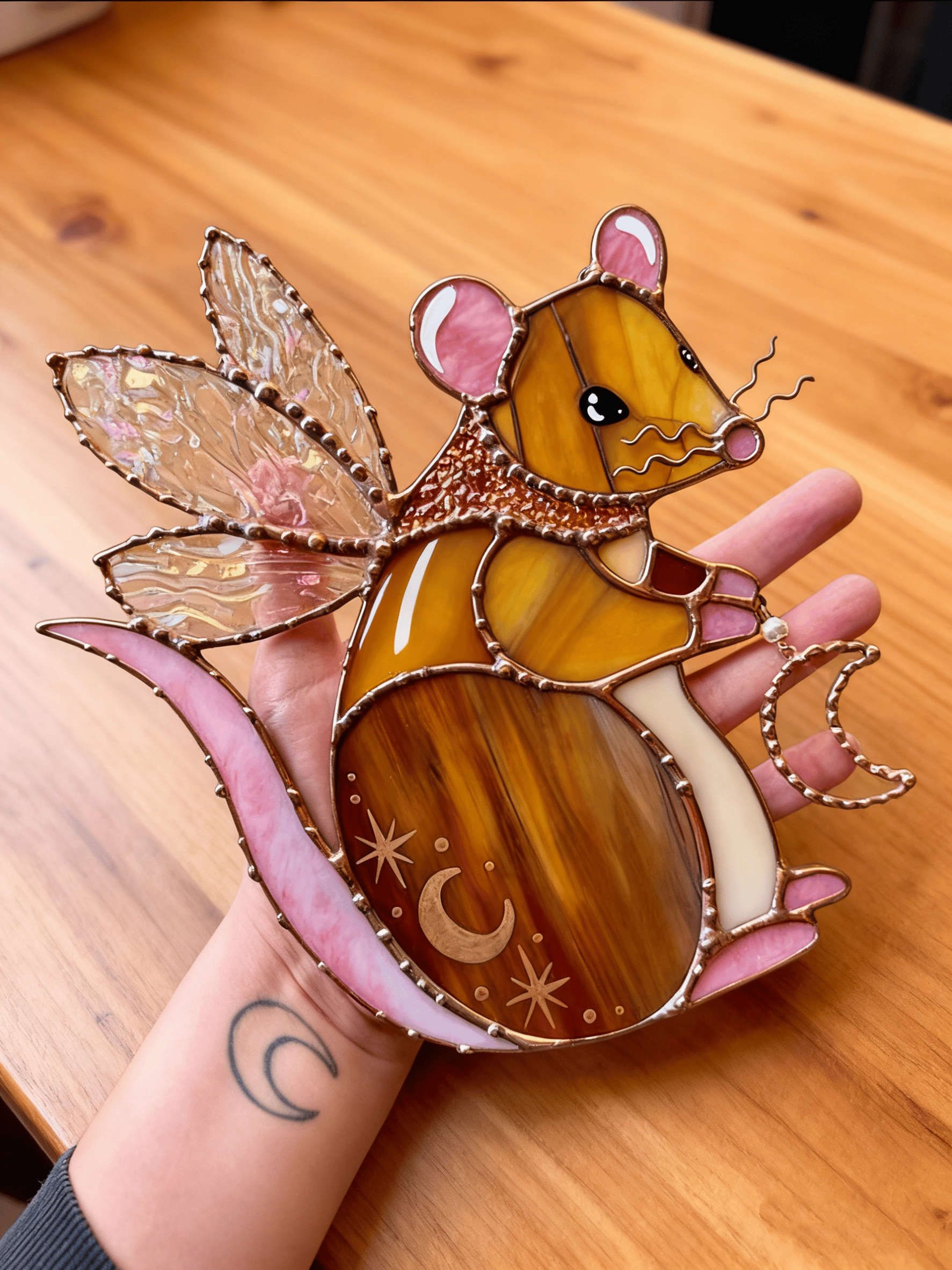 🔥Fast Sale Promotion 49% OFF🎁Handmake Brown Fairy Rat Stained Glass