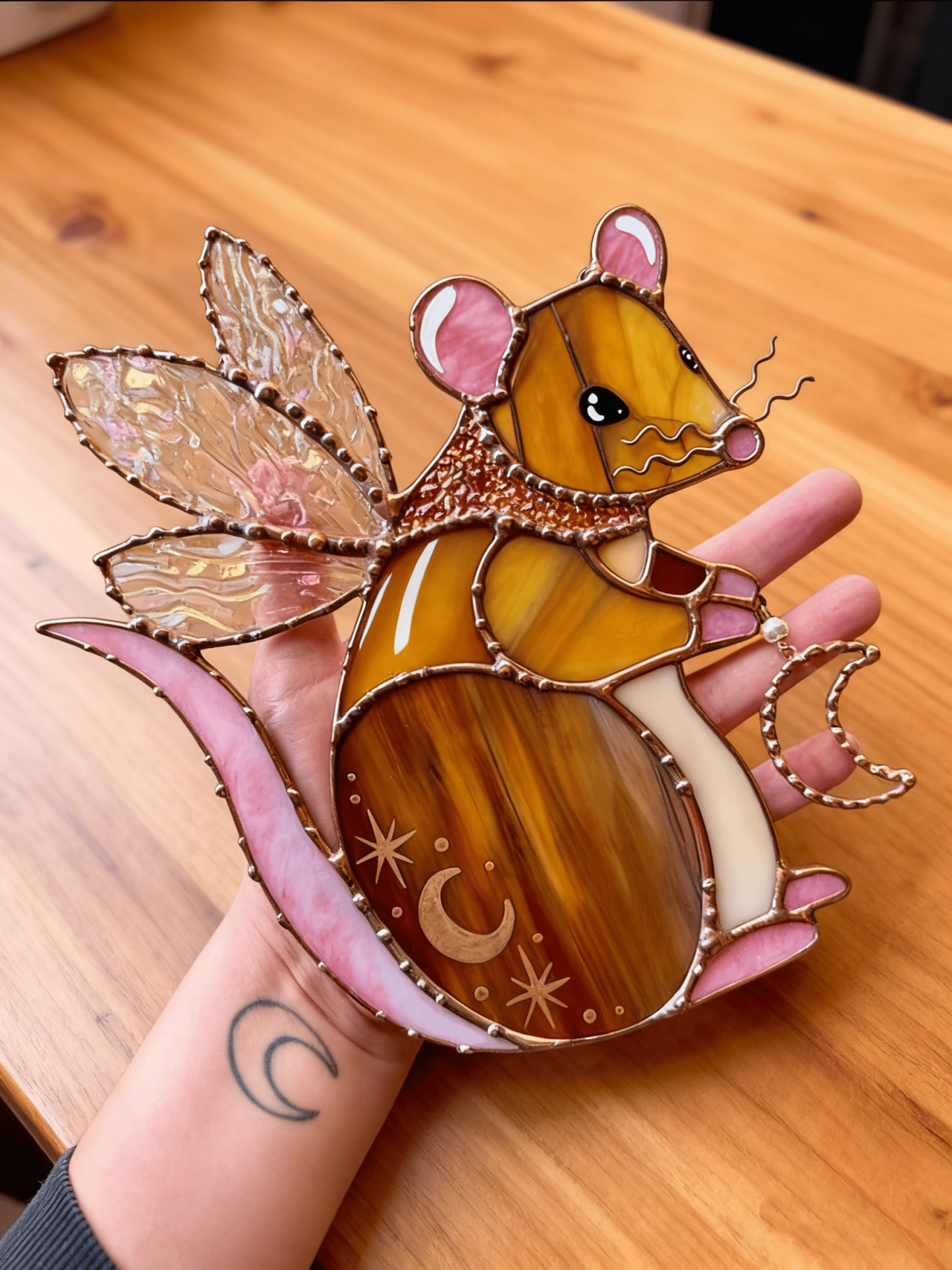 🔥Fast Sale Promotion 49% OFF🎁Handmake Brown Fairy Rat Stained Glass