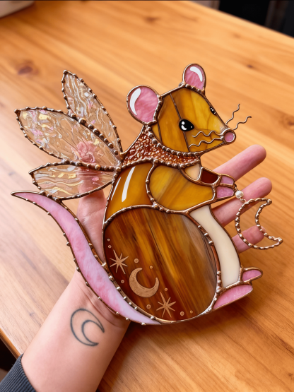 🔥Fast Sale Promotion 49% OFF🎁Handmake Brown Fairy Rat Stained Glass