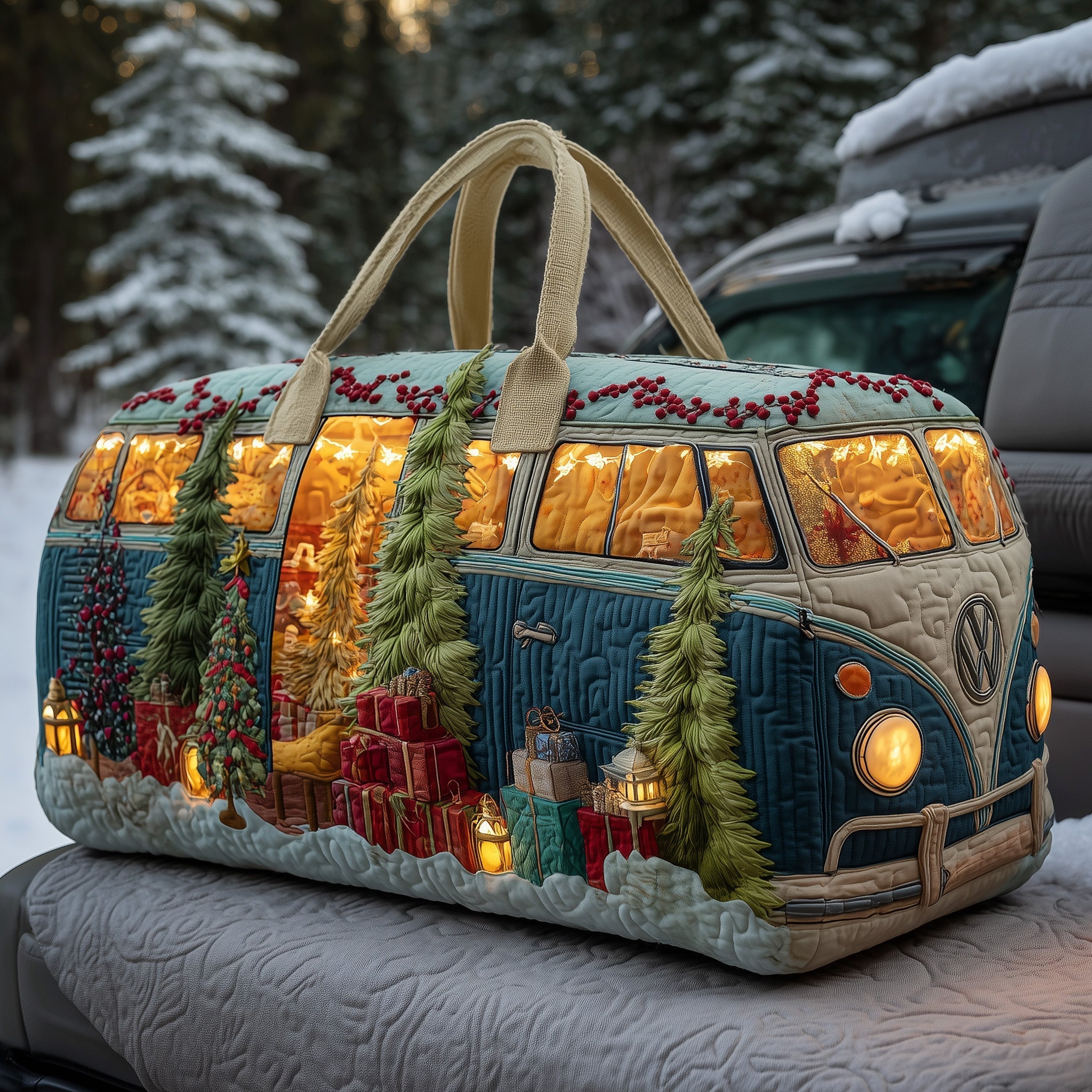 🏆 New Year Special Offer 50% OFF🔥Hippie Van Quilt Duffle Bag