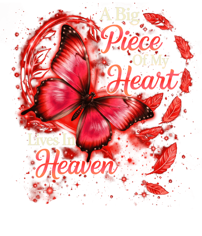 Big Piece Of My Heart Lives In Heaven - Personalized Butterfly Decal