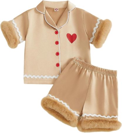 Toddler Kids Girl Christmas Pajamas Baby Green Satin Silk Button Down Shirts Jammies Xmas Matching Pjs Outfits