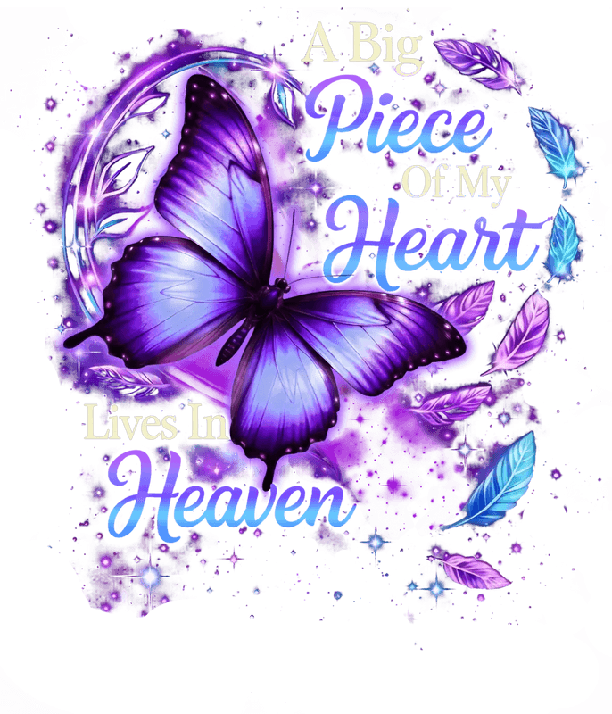 Big Piece Of My Heart Lives In Heaven - Personalized Butterfly Decal