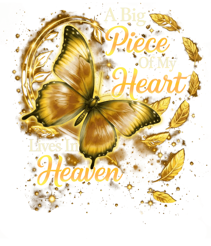 Big Piece Of My Heart Lives In Heaven - Personalized Butterfly Decal