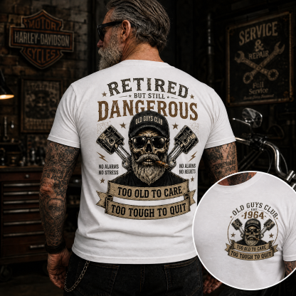 Retired But Still DangerousTM Vintage Skull T-Shirt – Old Guys Club Tee For Men