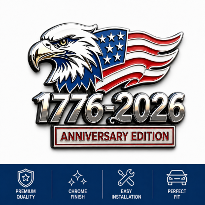 🦅1776–2026 American Anniversary Eagle & Flag Metal Car Emblem