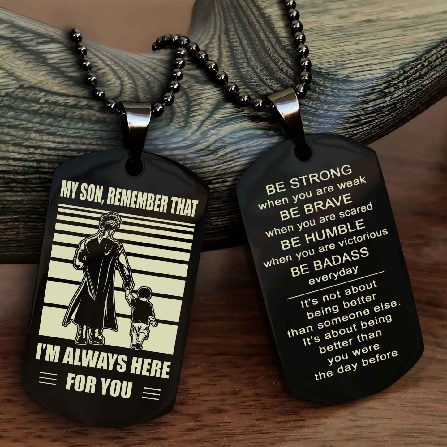 Samurai Personalized Double Sided Dog Tag My Son  Remember That I Will Always Here Be Strong When You Are Weak Be Badass Everyday