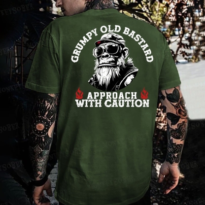 Grumpy Old Bastard Approach With Caution Monkey T-shirt