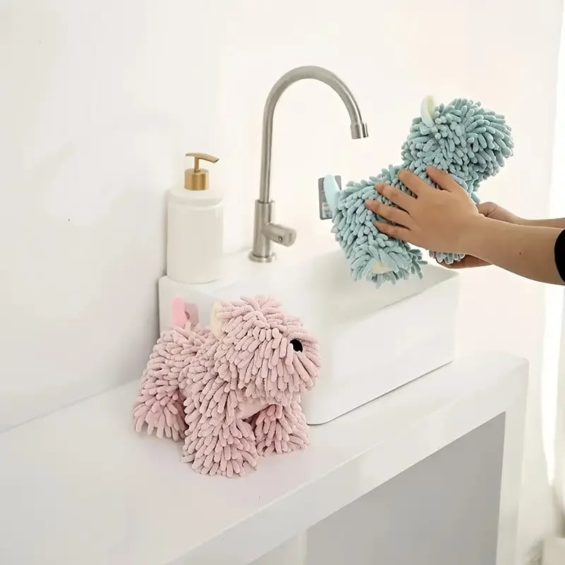 🐶 Puppy-Shaped Chenille Hand Towel – Cute & Functional Home Essential