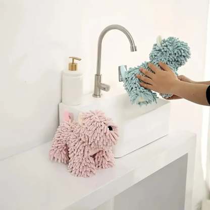 🐶 Puppy-Shaped Chenille Hand Towel – Cute & Functional Home Essential