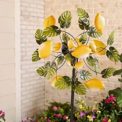 ☀️🌀Outdoors Solar Wind Spinners with Decorative Flowers🌸(Includes bracket)87cm