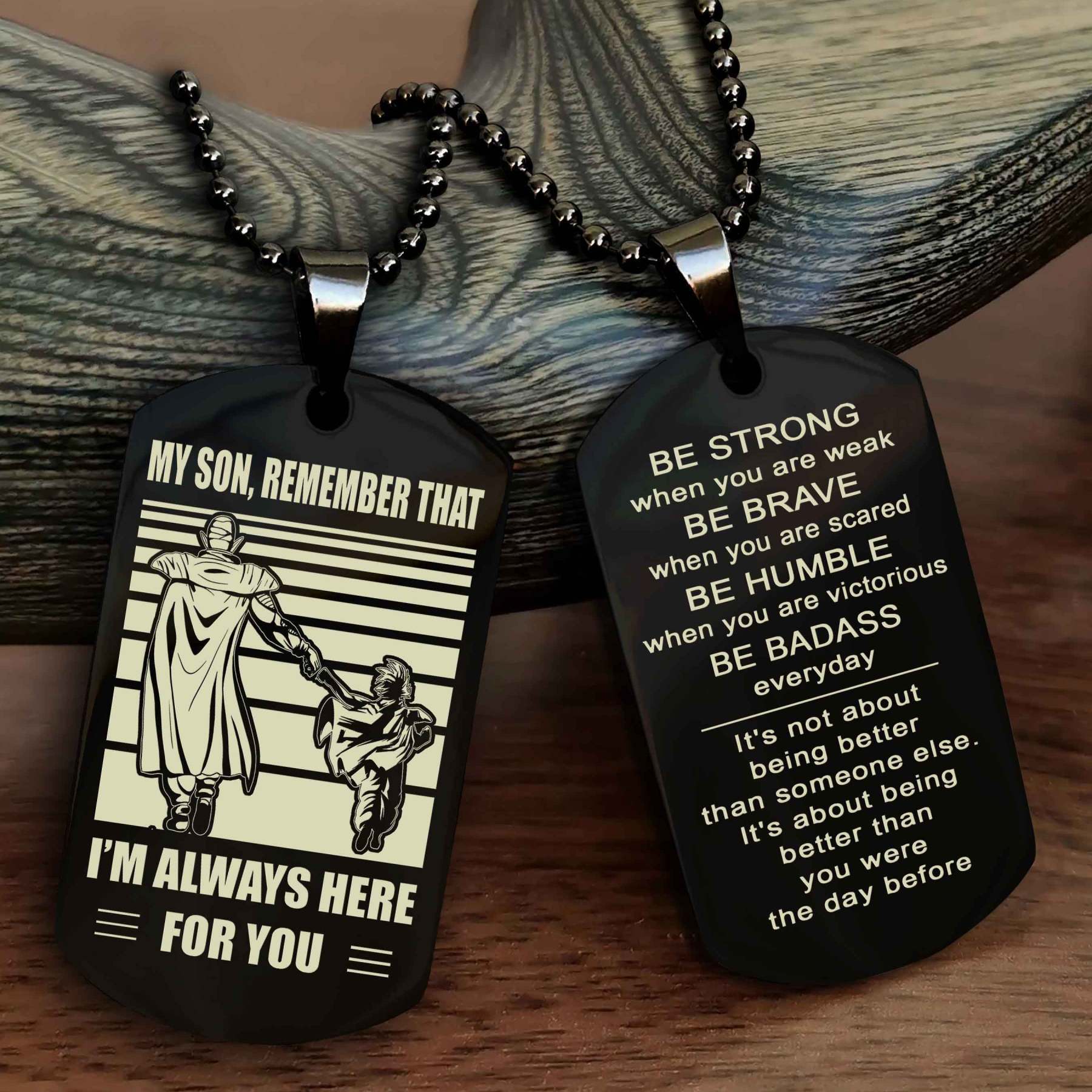 Samurai Personalized Double Sided Dog Tag My Son  Remember That I Will Always Here Be Strong When You Are Weak Be Badass Everyday