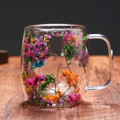 🎅Christmas Pre Sale 🎄🌸Transparent Double Glass Flower Tea Cup