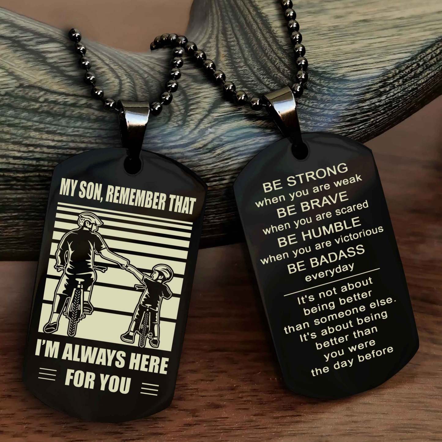 Samurai Personalized Double Sided Dog Tag My Son  Remember That I Will Always Here Be Strong When You Are Weak Be Badass Everyday