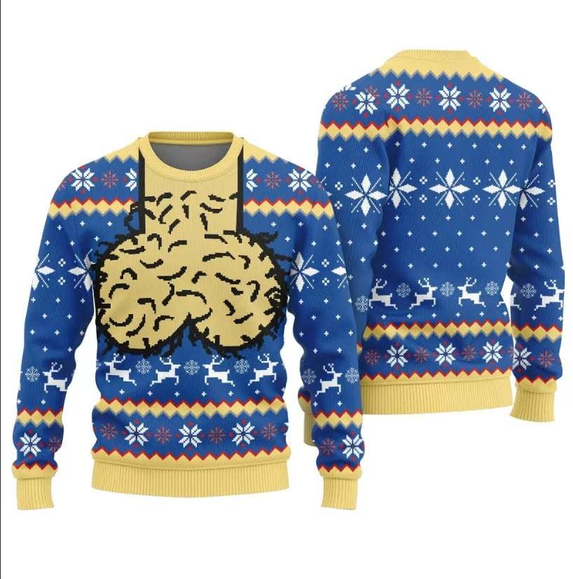 Funny Adult Ugly Christmas Pullover Sweater, Playful Festive Holiday Crewneck Sweatshirt for Christmas Parties Ugly Sweater Contests 🎅