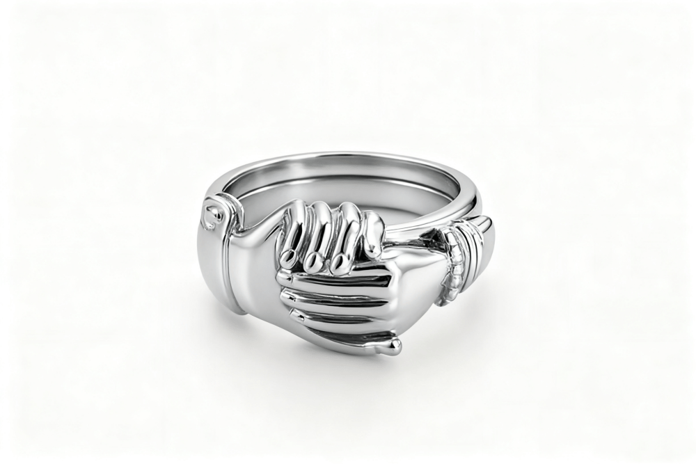 'Love is an open heart💞 Handmade Open Hands Heart Ring