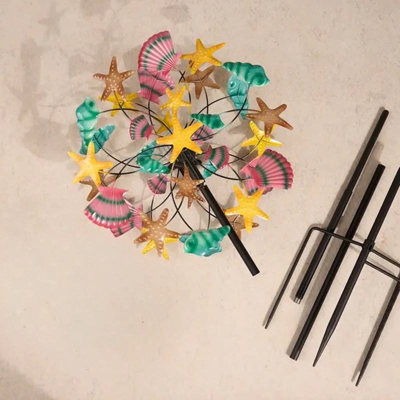 ☀️🌀Outdoors Solar Wind Spinners with Decorative Flowers🌸(Includes bracket)87cm