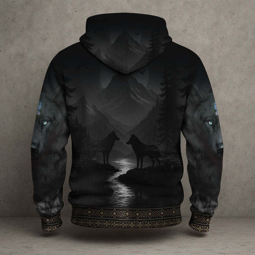 3D Hoodie American Faux Leather Vest Hoodie, Southwestern Tribal Eagle Feather Graphic