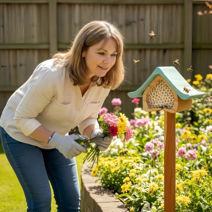 Colored Handcrafted Bee Hotel for a Sustainable Garden