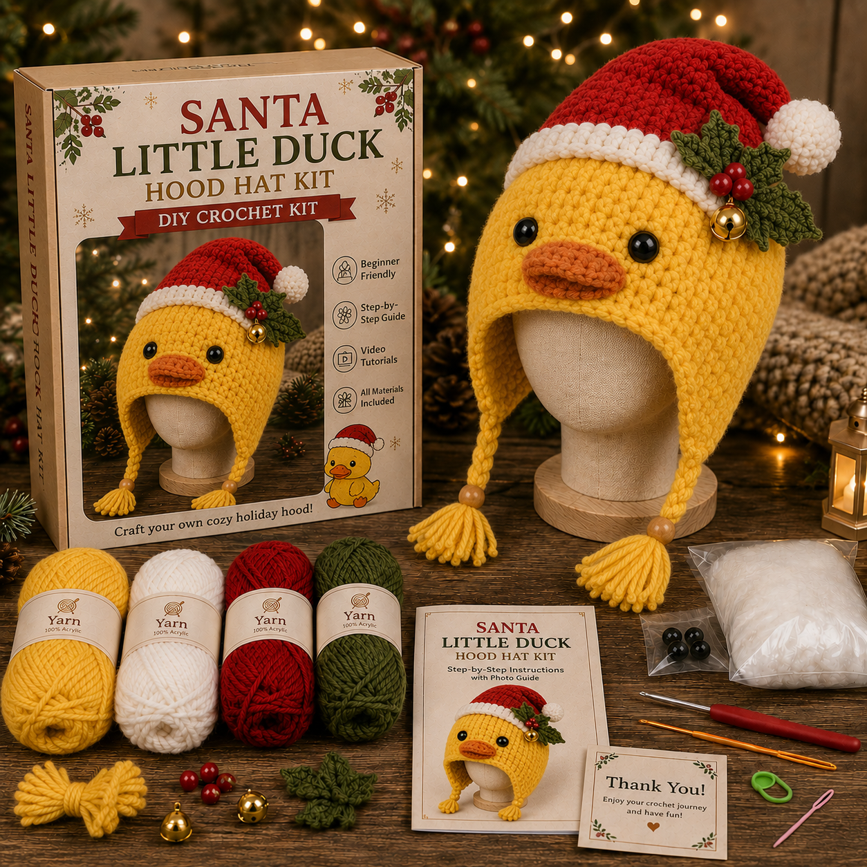 🔥Last Day 50% OFF 🔥 Christmas Highland Cow Hood Hat DIY Crochet Kit
