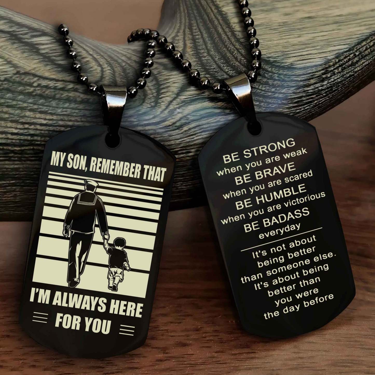 Samurai Personalized Double Sided Dog Tag My Son  Remember That I Will Always Here Be Strong When You Are Weak Be Badass Everyday
