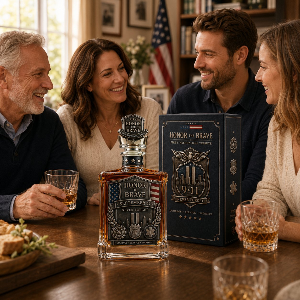 ⏰Limited Stock 50% OFF🥃Honor the Brave Relief Decanter & Emblem – Hero Commemorative Ornament for Home Bar Display