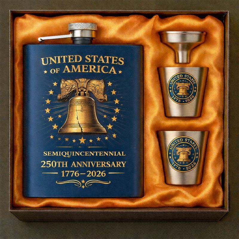 U.S. 250th Anniversary Liberty Bell Flask Gift Set – Semi-Quincentennial Edition (1776–2026)