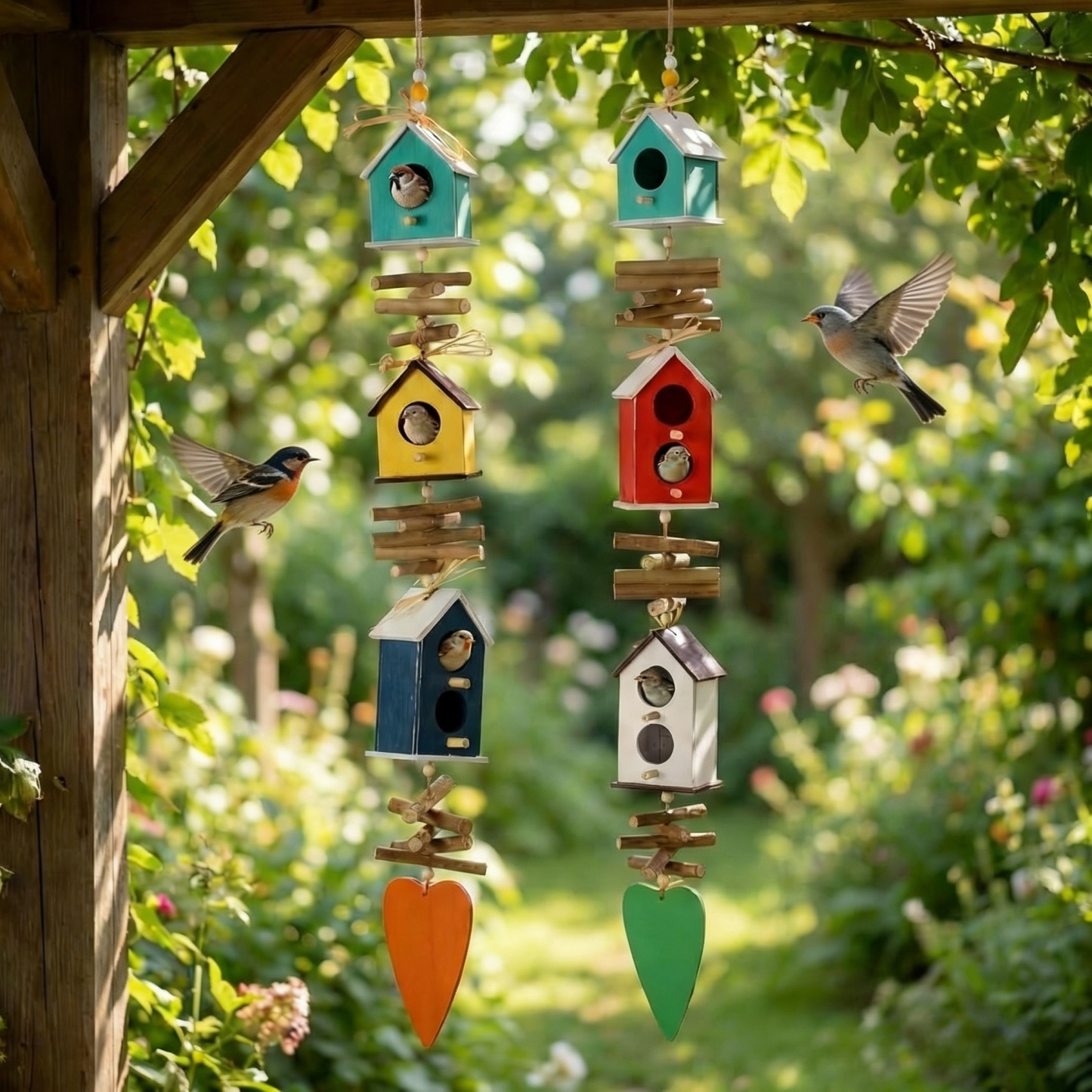 Hanging Colourful Birdhouse Bird Feeder Outdoor