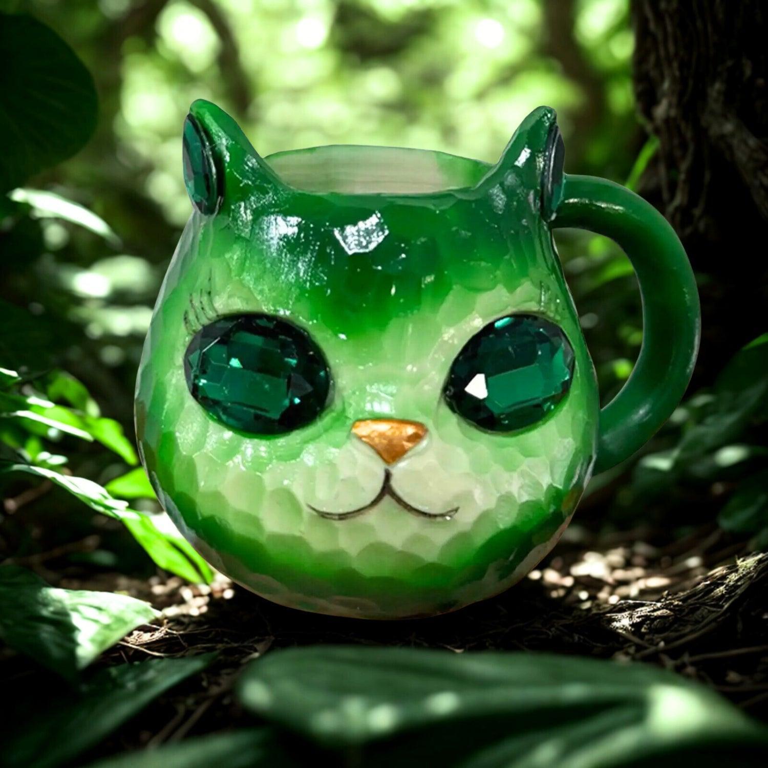 Mineral Crystal Resin Cat Coffee Cup Witchy Cat Mug for Cat Lover-MoonChildWorld