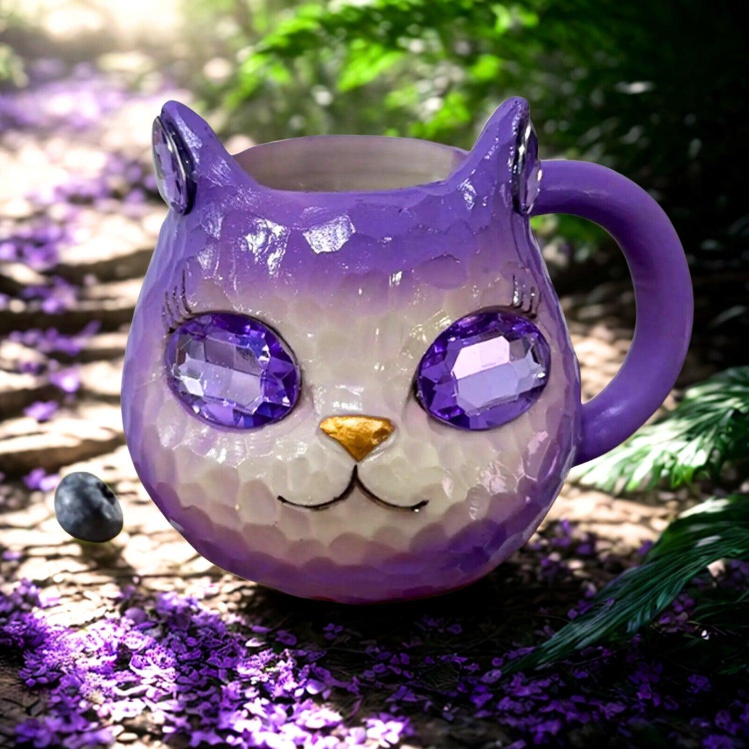 Mineral Crystal Resin Cat Coffee Cup Witchy Cat Mug for Cat Lover