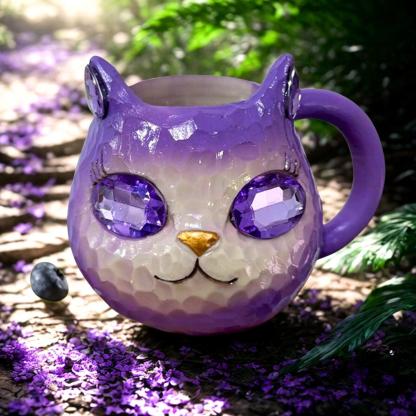 Mineral Crystal Resin Cat Coffee Cup Witchy Cat Mug for Cat Lover-MoonChildWorld