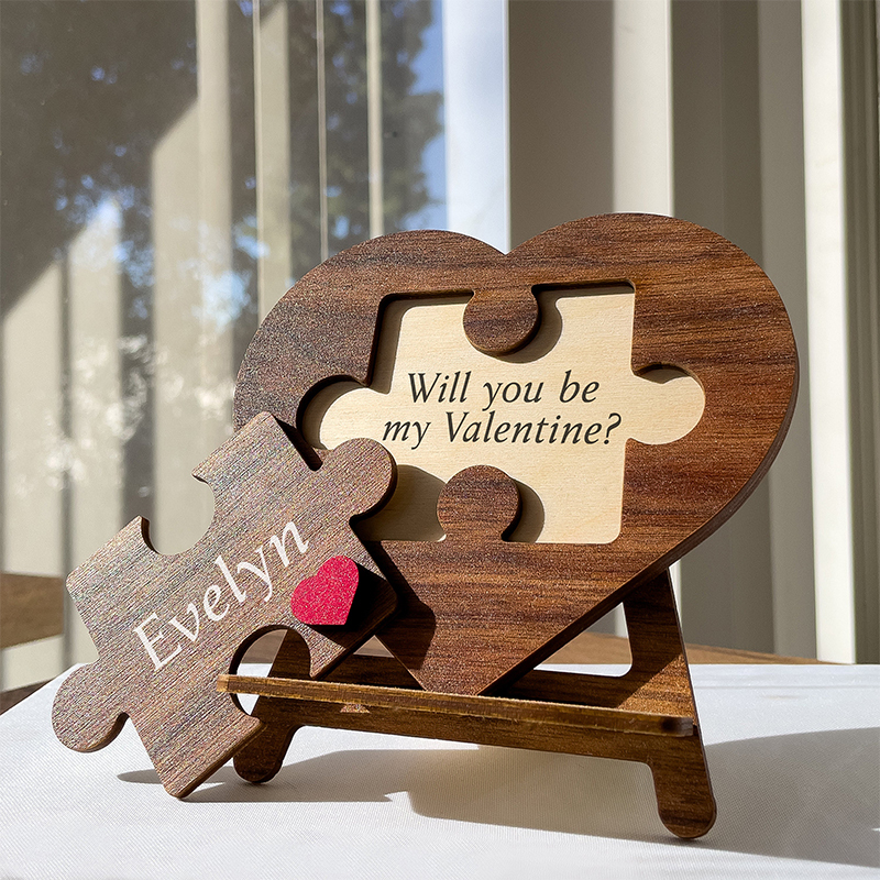 Personalized Love Keepsake Couple Jigsaw Puzzle Name Logo-Romantic Val