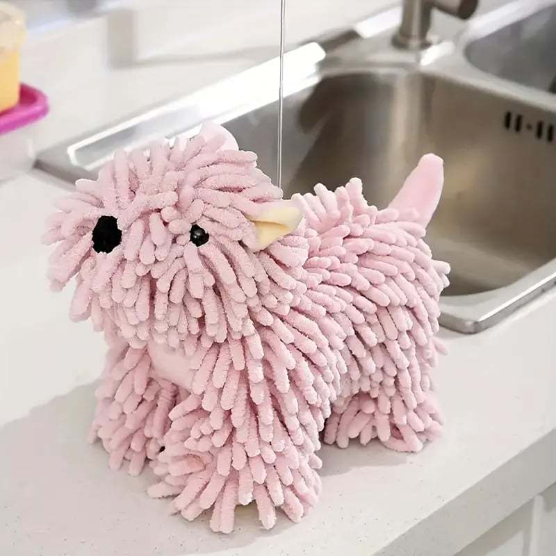 🐶 Puppy-Shaped Chenille Hand Towel – Cute & Functional Home Essential