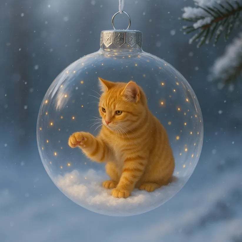 🔥Last Day 49% OFF - Cute Cat Christmas Glass Ornaments Collection