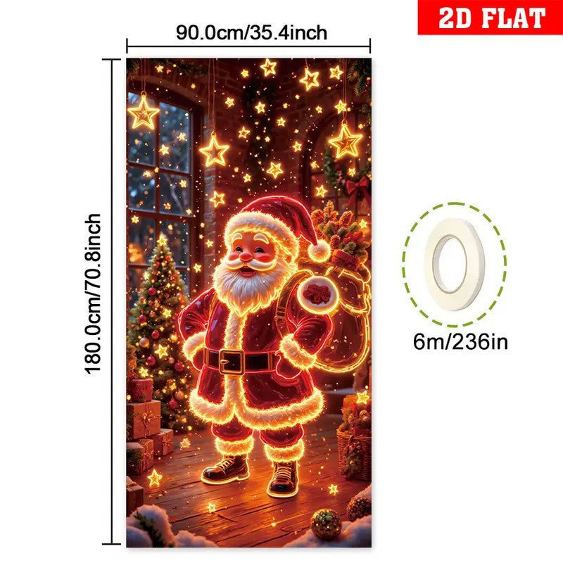 🏆Flash Sale⚡10K+ SOLD! Almost Gone-💥UV Glow Christmas Cartoon Door Banner – Fluorescent Holiday Decoration