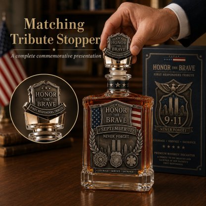 ⏰Limited Stock 50% OFF🥃Honor the Brave Relief Decanter & Emblem – Hero Commemorative Ornament for Home Bar Display