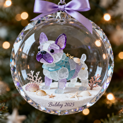 Bulldog Sea Glass Christmas Tree Ornament