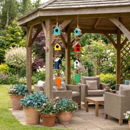 Hanging Colourful Birdhouse Bird Feeder Outdoor