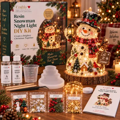 🎄 Beginner-Friendly Resin Christmas Tree Night Light DIY Kit — 💕 Step-by-Step Guide Included | Complete Kit with Mold, Resin, Fairy Lights & Festive Decorations ✨