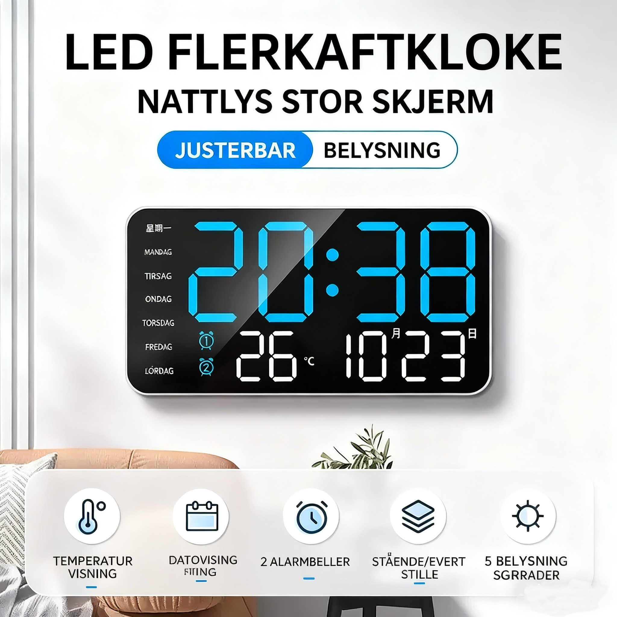 📢📢50% OFF !! ⏰Multifunctional decorative LED digital wall clock