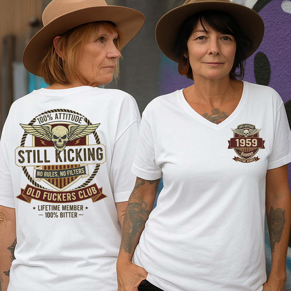 Old Guys Club Lifetime Member Still Kicking Women's V-neck long sleeve, V-neck, Sweatshirt, Hoodie