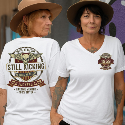 Old Guys Club Lifetime Member Still Kicking Women's V-neck long sleeve, V-neck, Sweatshirt, Hoodie