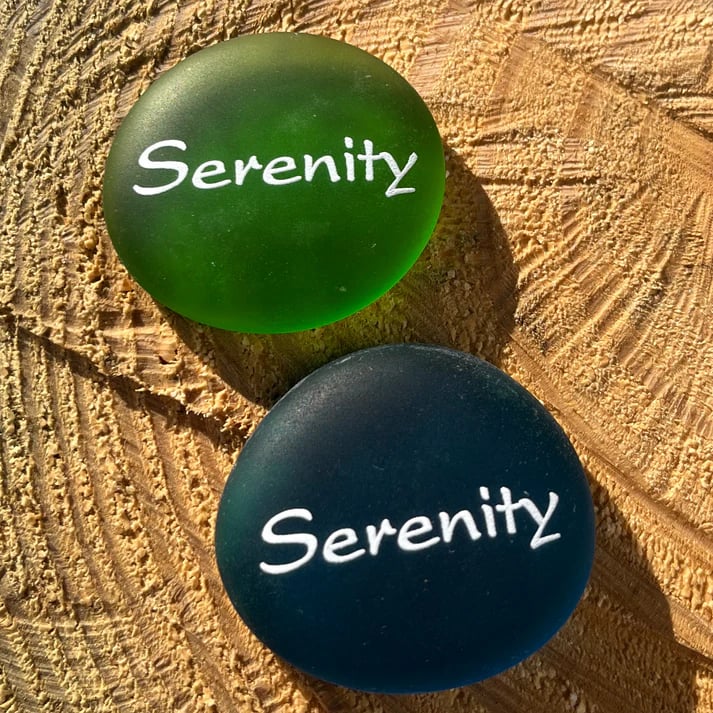 🌊100% Hand-carved💖 Inspirational Sea Glass Stones in a Jar – Words of Calm & Courage