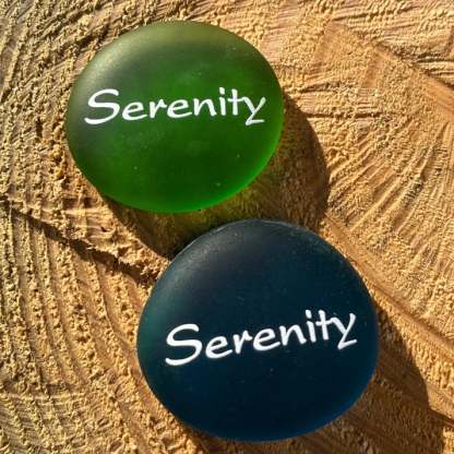 🌊100% Hand-carved💖 Inspirational Sea Glass Stones in a Jar – Words of Calm & Courage