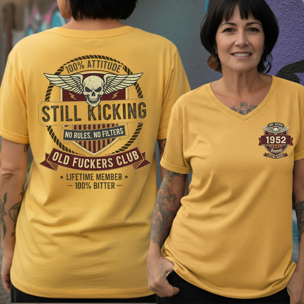 Old Guys Club Lifetime Member Still Kicking Women's V-neck long sleeve, V-neck, Sweatshirt, Hoodie