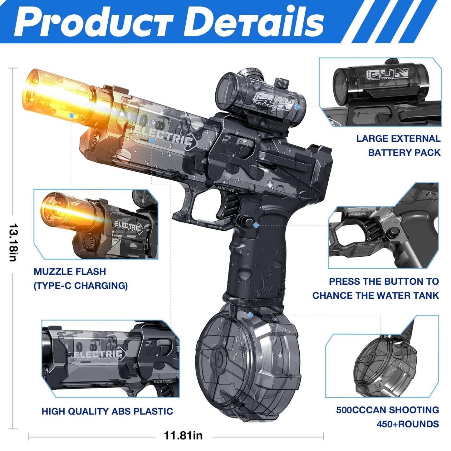 YoPoll High Capacity Pistol for Beach Swimming Toy